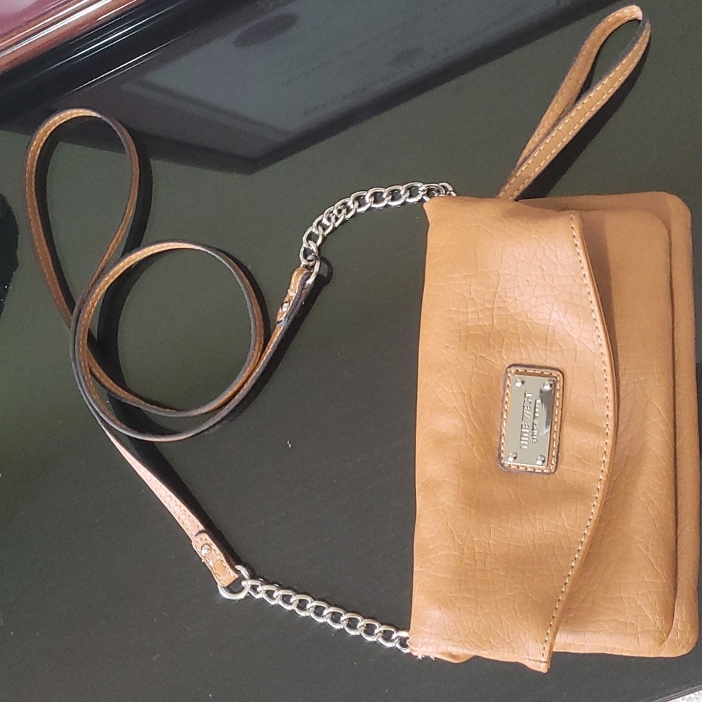 Nine West faux leather crossbody or wristlet clutch